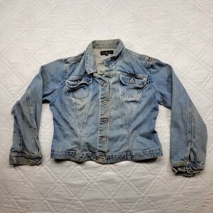 baby phat well worn and stained jean jacket size XL